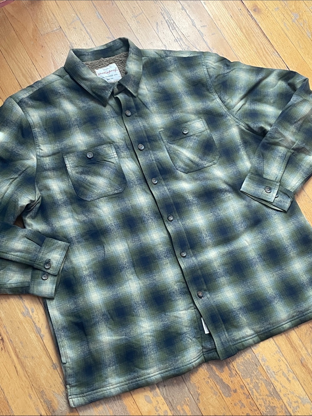 Weatherproof Vintage Sherpa Lined Plaid Brushed Flannel Shirt/Jacket